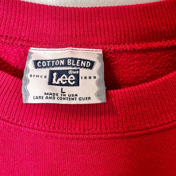 Vintage Lee Noah’s Ark Cotton Blend Red Sweater Women’s Size Large Made in USA - Picture 3 of 5